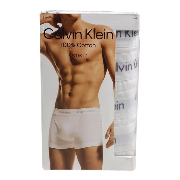 Calvin Klein Mens 5-Pack Classic Fit Cotton Trunks White 2XL XXL  $70 - Picture 1 of 6